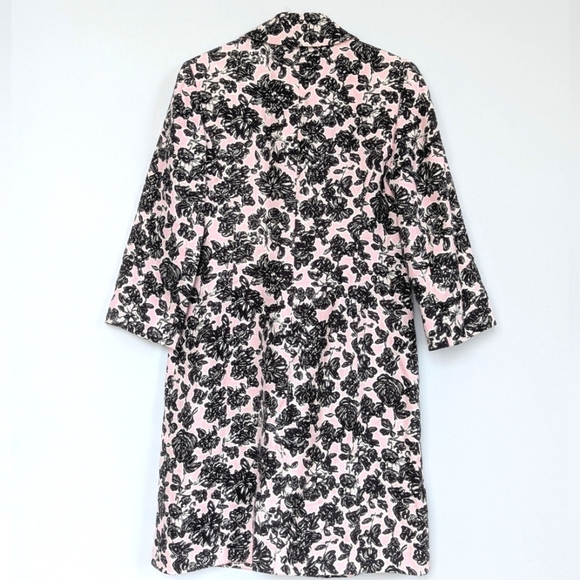 Ann Taylor Loft Spring Duster ¾ Sleeve Silk Linen Blend Floral Blush Charcoal Wh - Picture 2 of 9